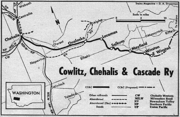 Cowlitz, Chehalis & Cascade Railway Map